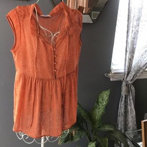 Burnt Orangey dotted top boho
